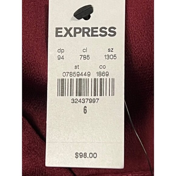 Express Size 6 Ruffle Burgundy Evening Maxi Dress Hi Low Sleeveless V-Neck New - Picture 7 of 8